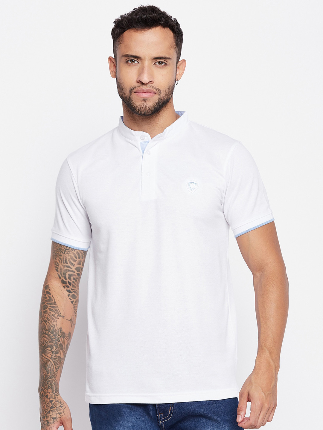 Camey Henley Neck Cotton T-shirt