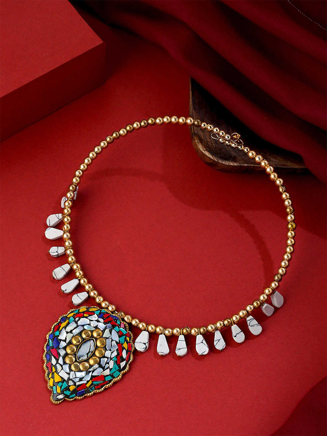 Yellow Chimes Gold-Plated Bohomian Style Beaded Necklace