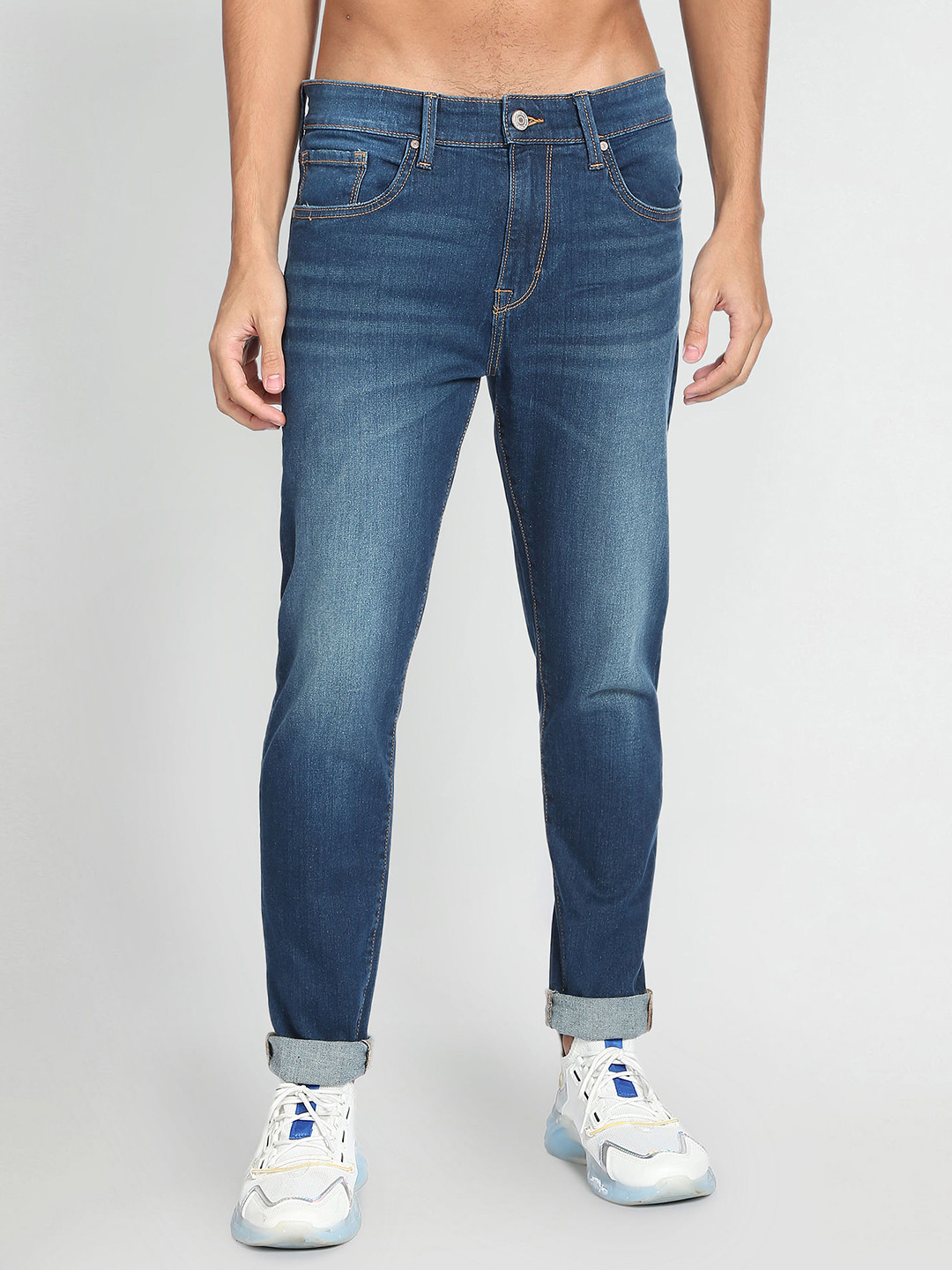 Flying Machine Stone Wash Slim Tapered Fit Classic Vintage Jeans