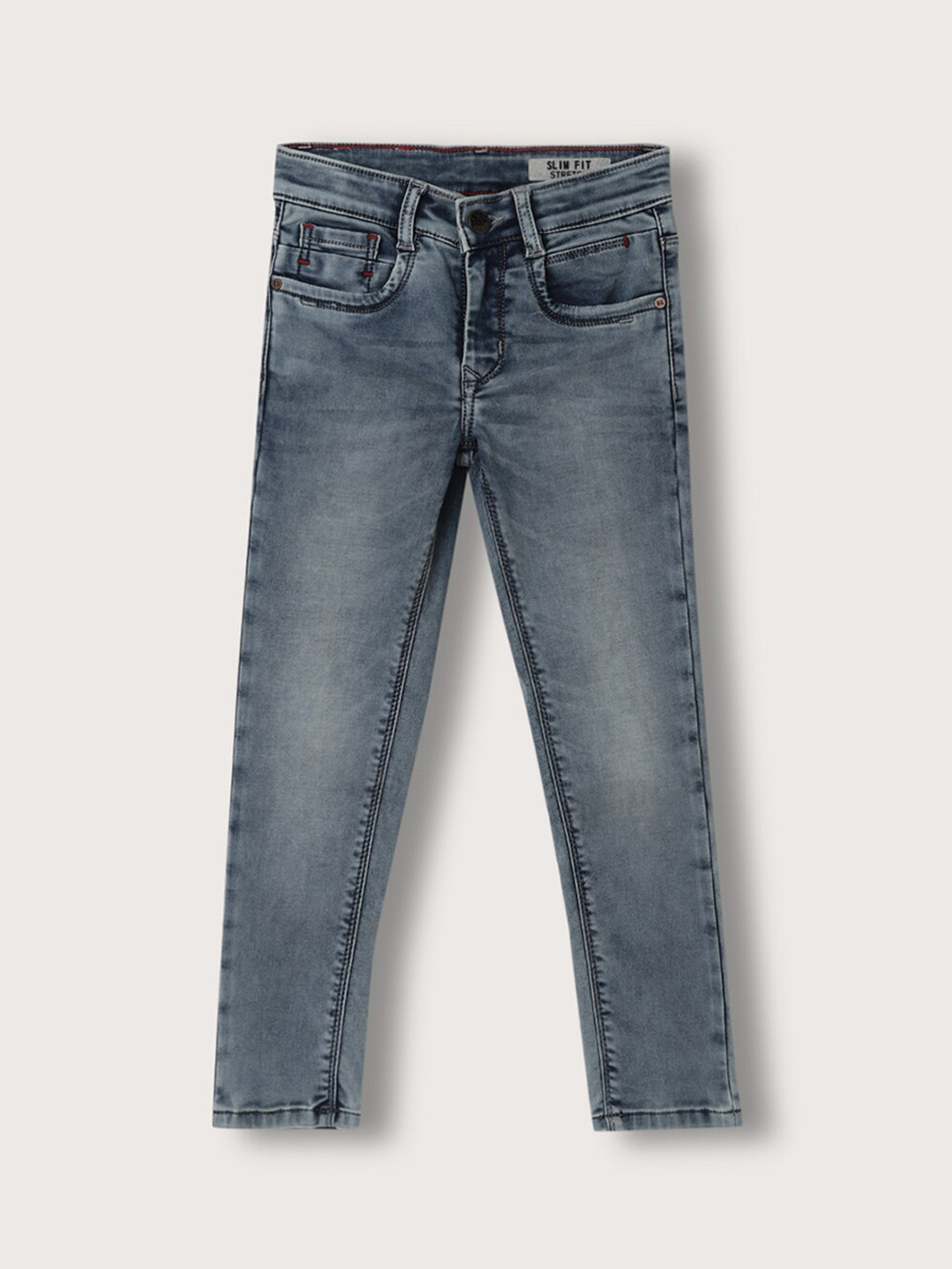 Blue Giraffe Boys Mid Rise Clean Look Slim Fit Heavy Fade Jeans