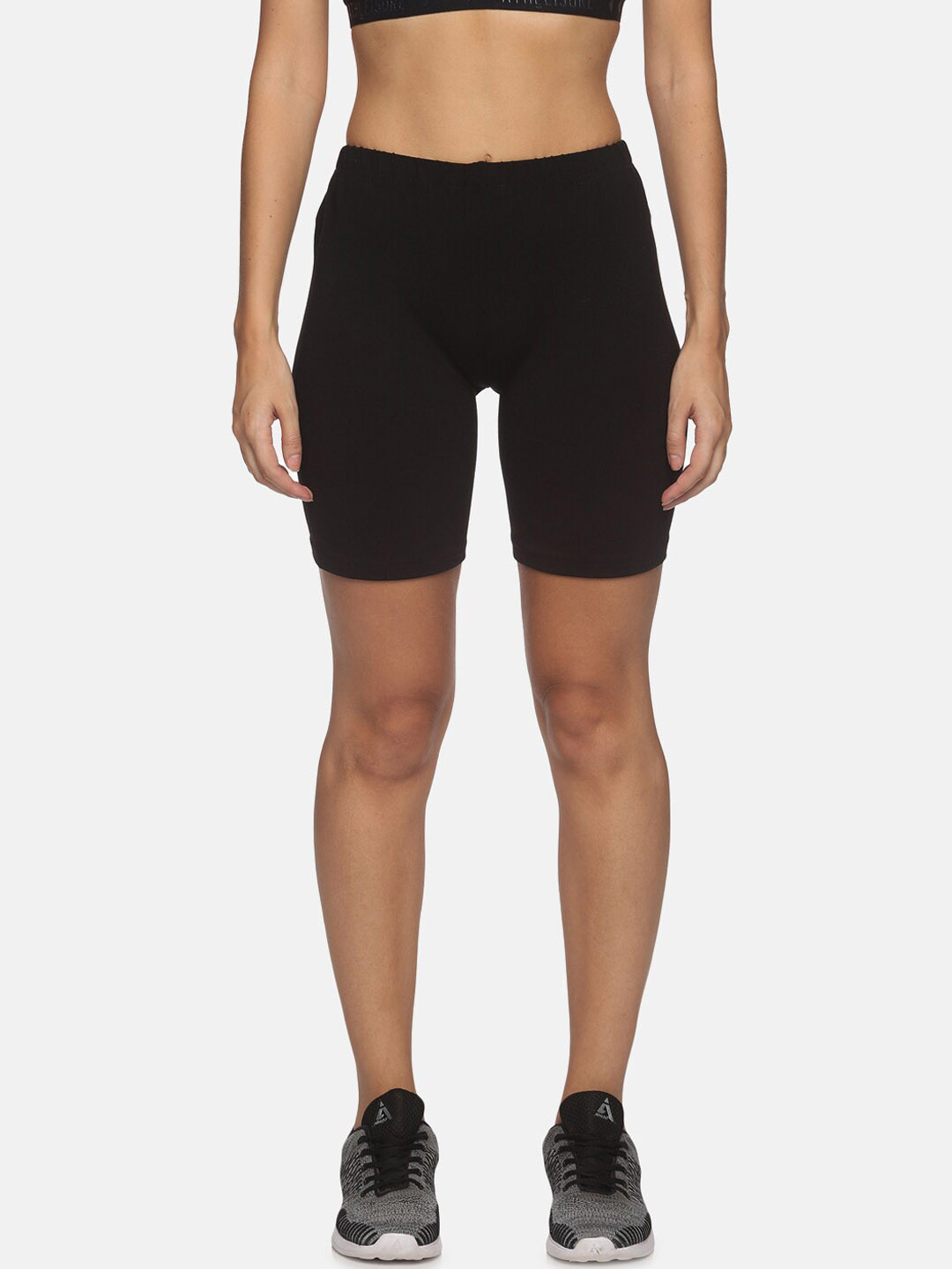 NOT YET by us Women Mid-Rise Slim Fit Stretchable Cycling Sports Shorts