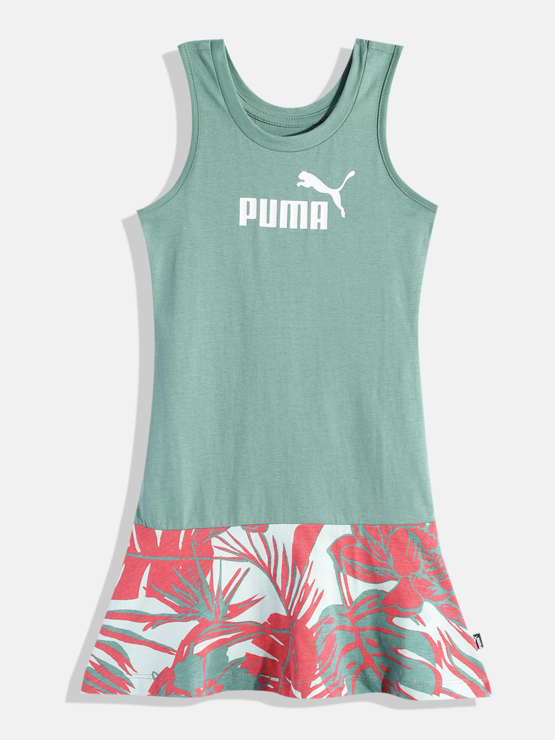 Puma Girls Tropical Printed Pure Cotton Slim Fit A-Line Dress