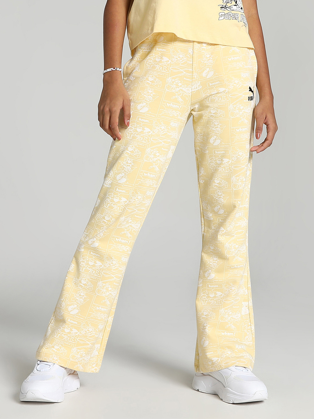 Puma Girls Super Puma Printed Bootcut Track Pants