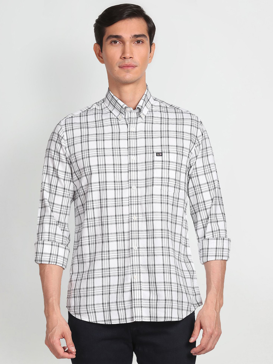 Arrow Sport Men Manhattan Slim Fit Tartan Checks Opaque Pure Cotton Casual Shirt