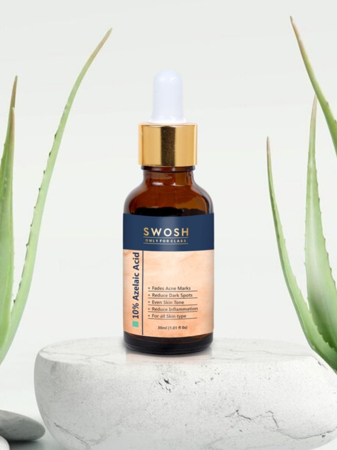 SWOSH 10% Azelaic Acid Face Serum - Visibly Brightens & Whitens Skin - 30ml