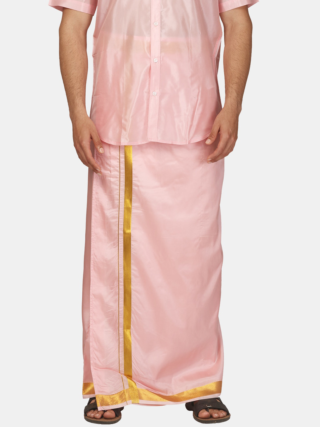 Sethukrishna Men Zari Border Art Silk Dhoti