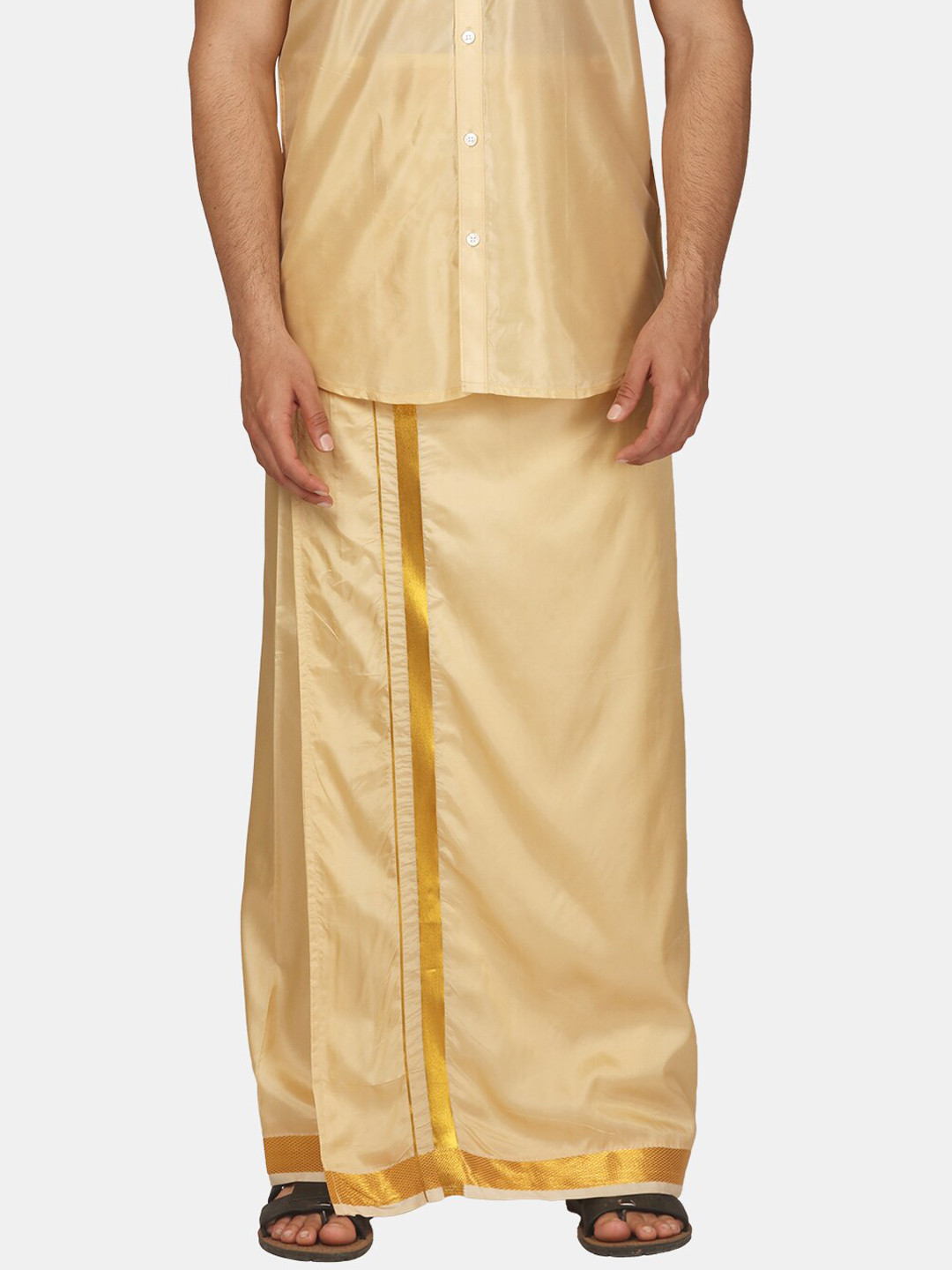 Sethukrishna Men Mid-Rise Art Silk Dhotis