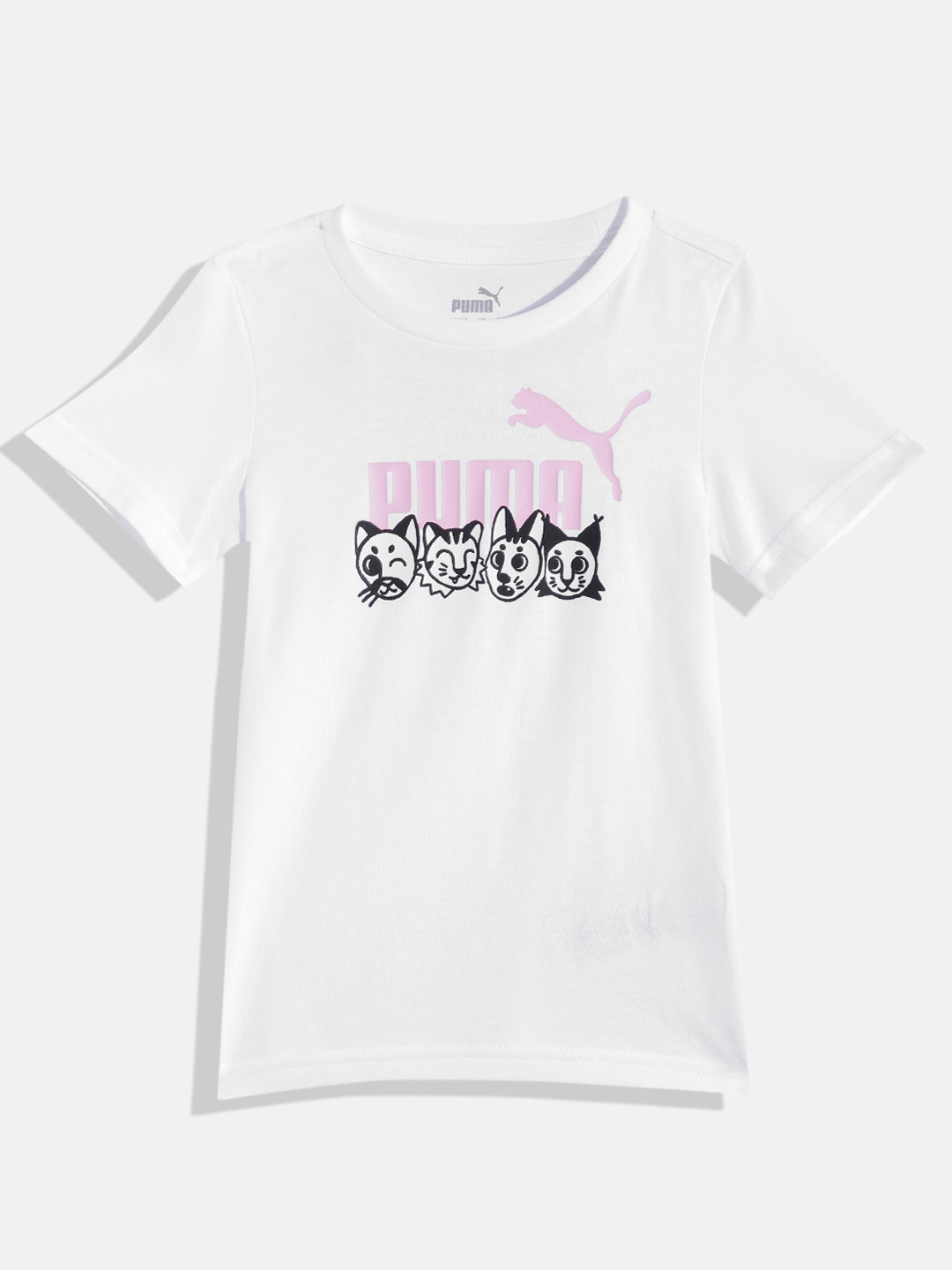 Puma Kids Pure Cotton Brand Logo Printed Regular Fit Essential+ T-shirt