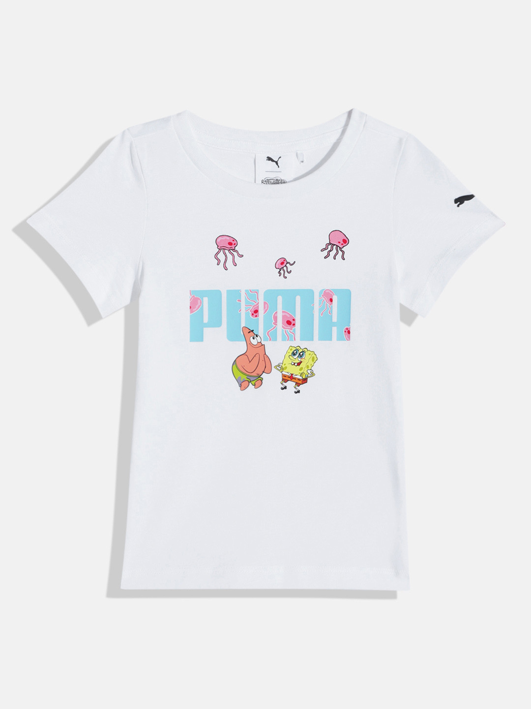 Puma Kids x SPONGEBOB Logo Printed Regular fit Pure Cotton T-shirt
