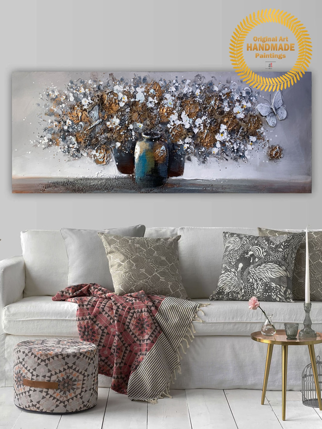 Art Street Brown Wood Wall Living Room Rectangle Paintings Wall Art -19.69 x 1.49In