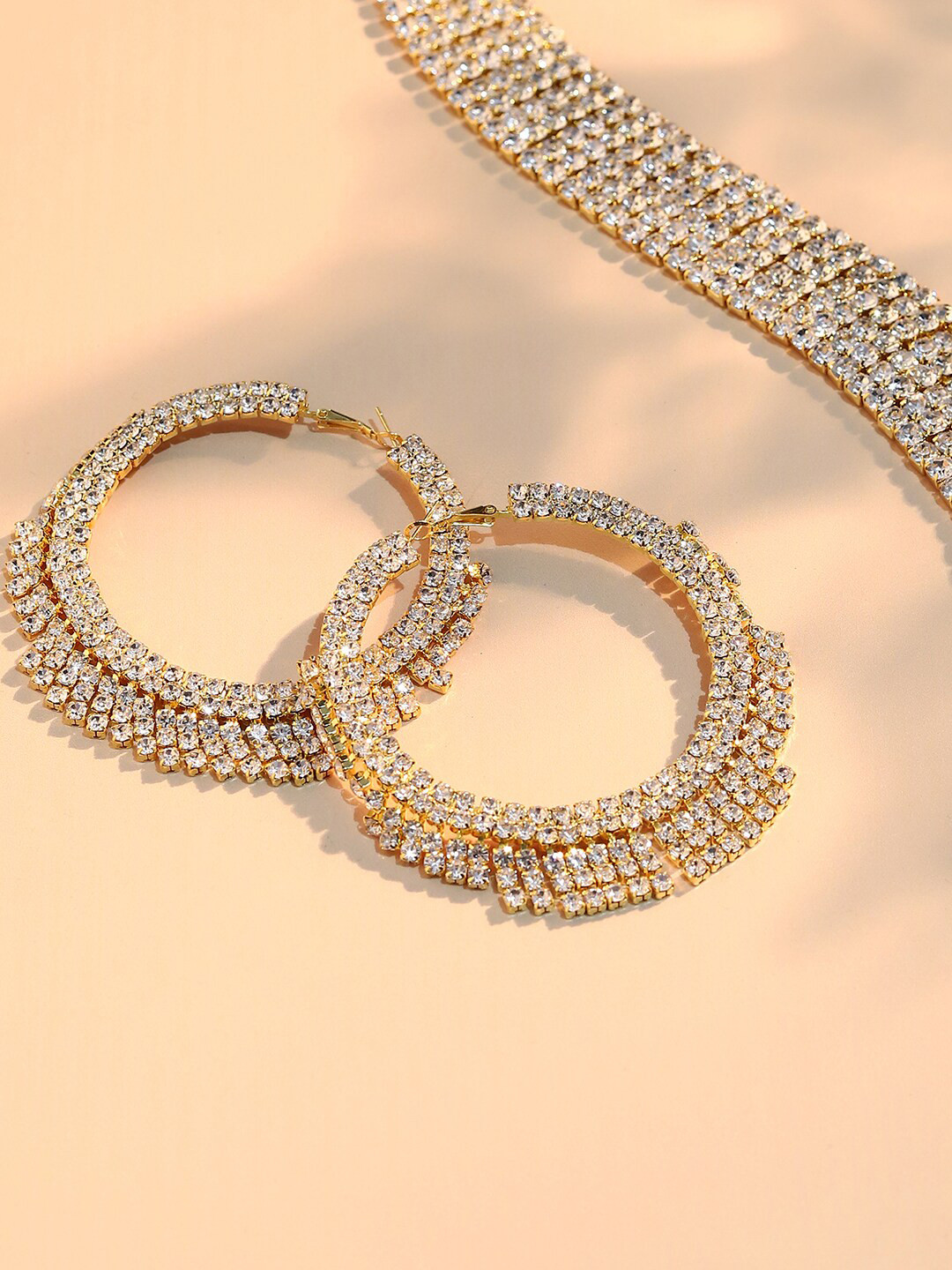 SOHI Silver-Plated Designer Contemporary Hoop Earrings