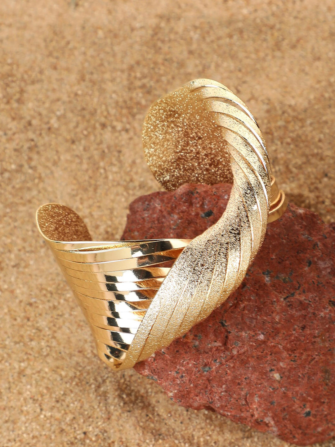 SOHI Gold-Plated Stone Cuff Bracelet