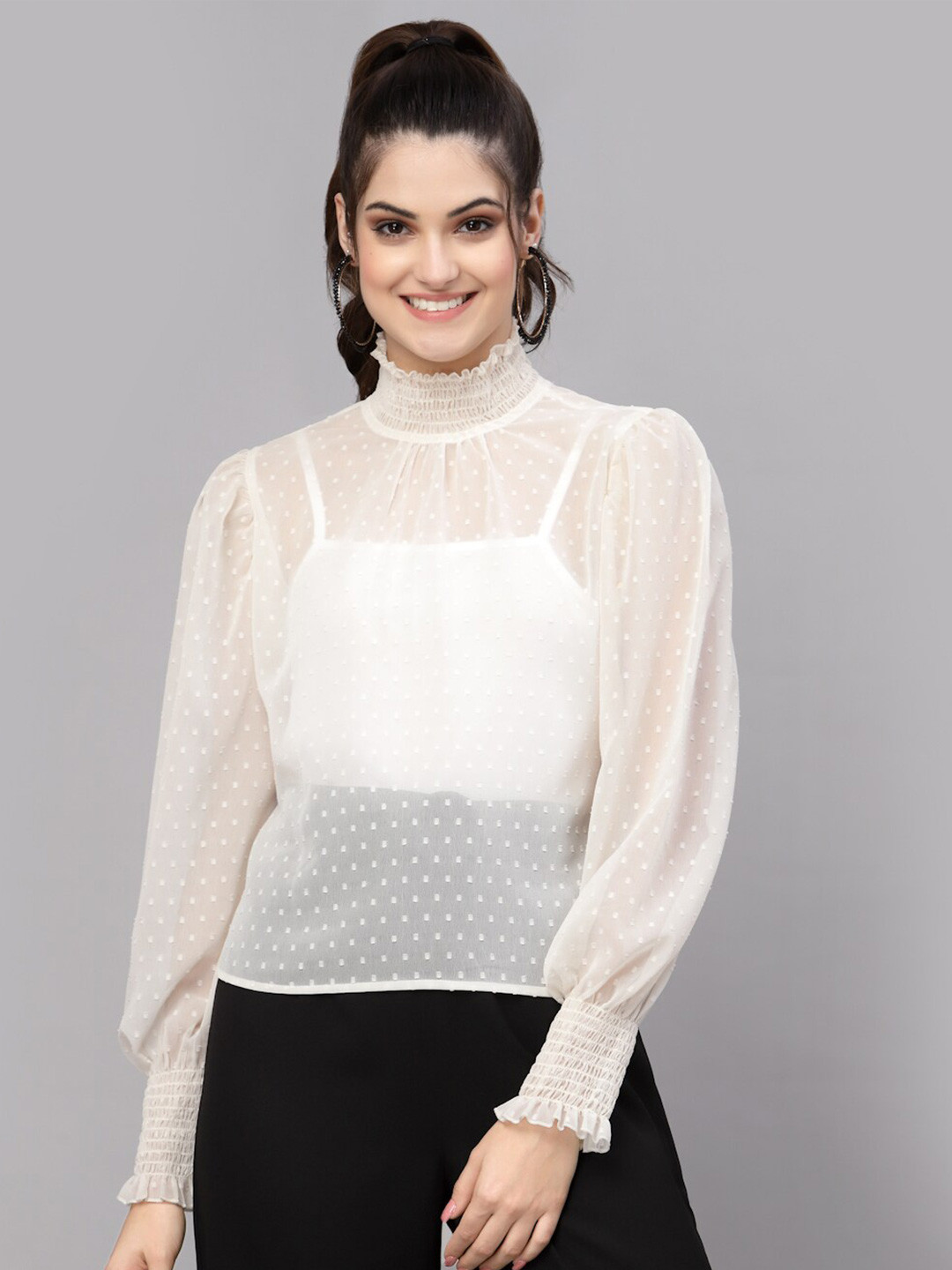 aayu High Neck Georgette Top