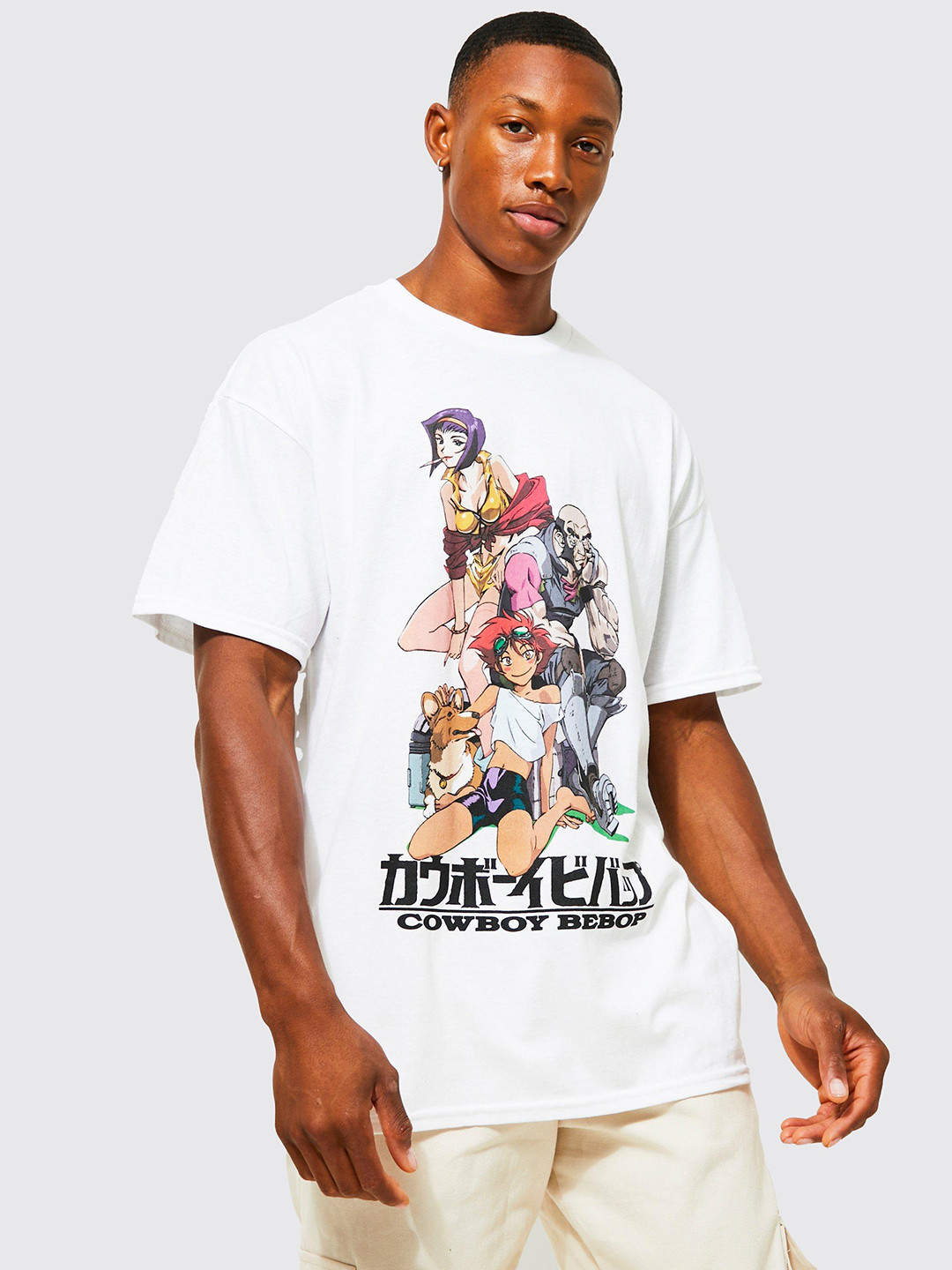 boohooMAN Oversized Cowboy Bepop Printed Drop-Shoulder Sleeves T-shirt