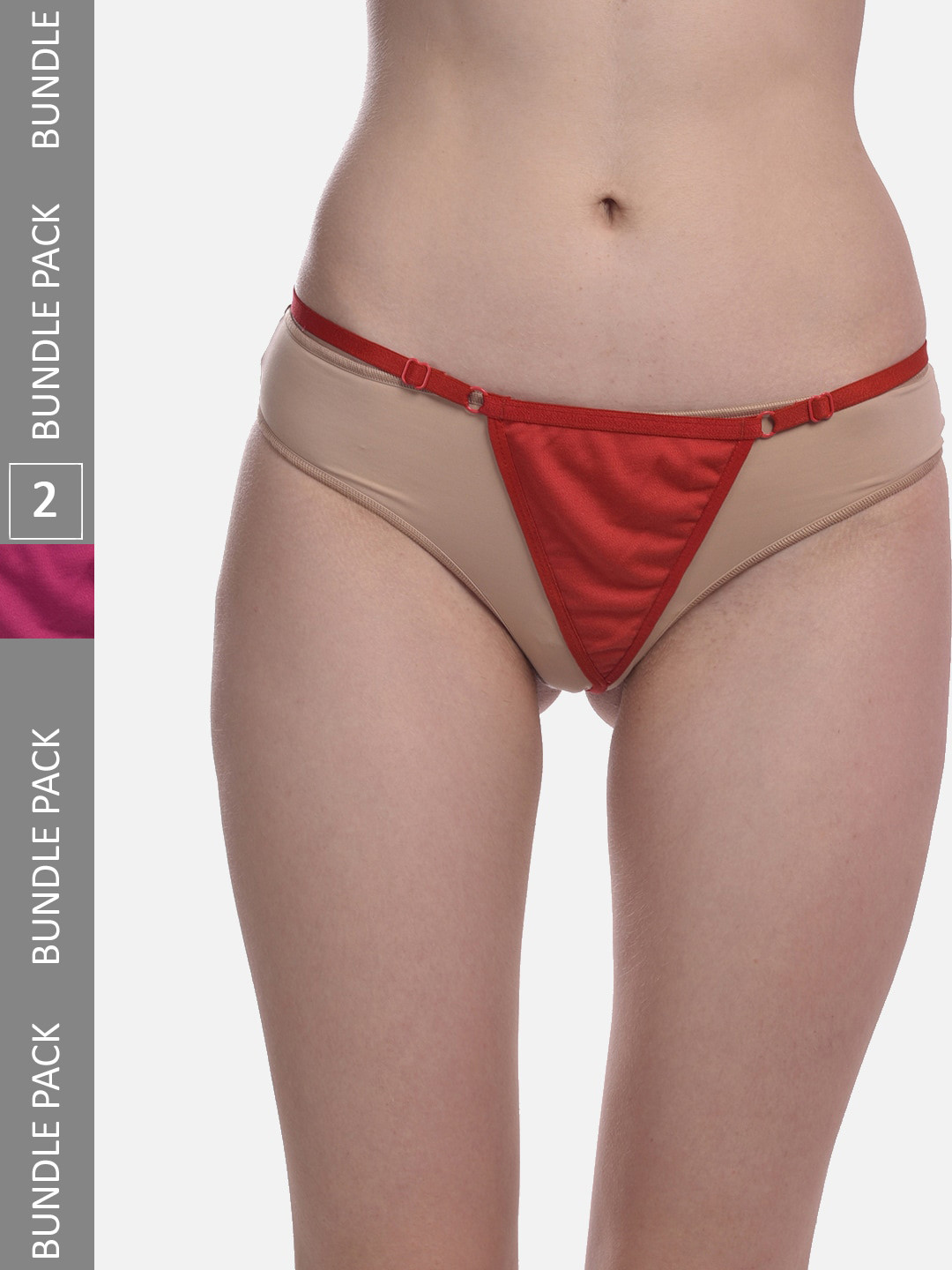 FIMS Pack Of 2 Anti-Microbial Thong Briefs Thong_Panty_RedPink_FS