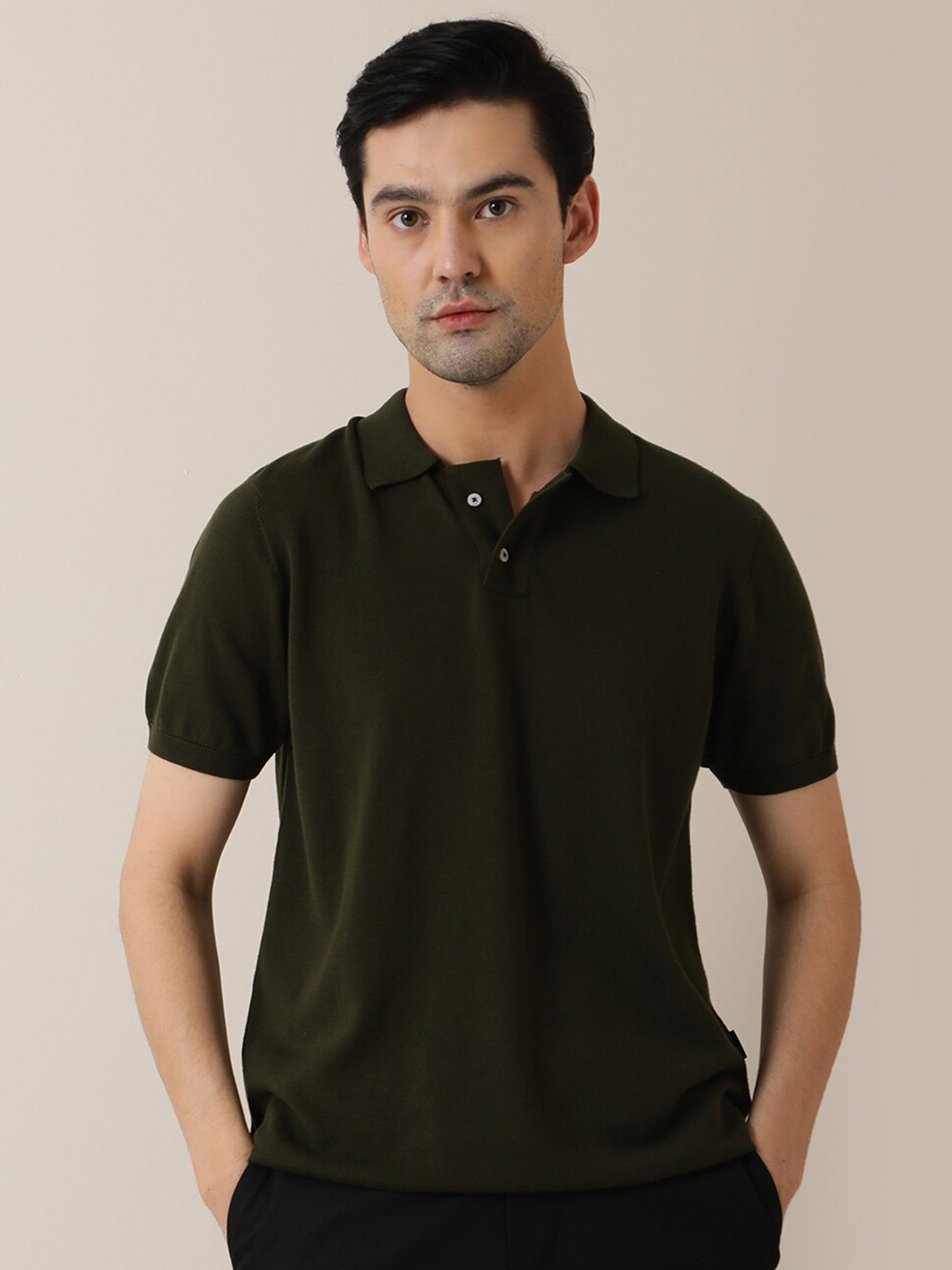 RARE RABBIT Men Noah Polo Collar Cotton Slim Fit T-Shirt