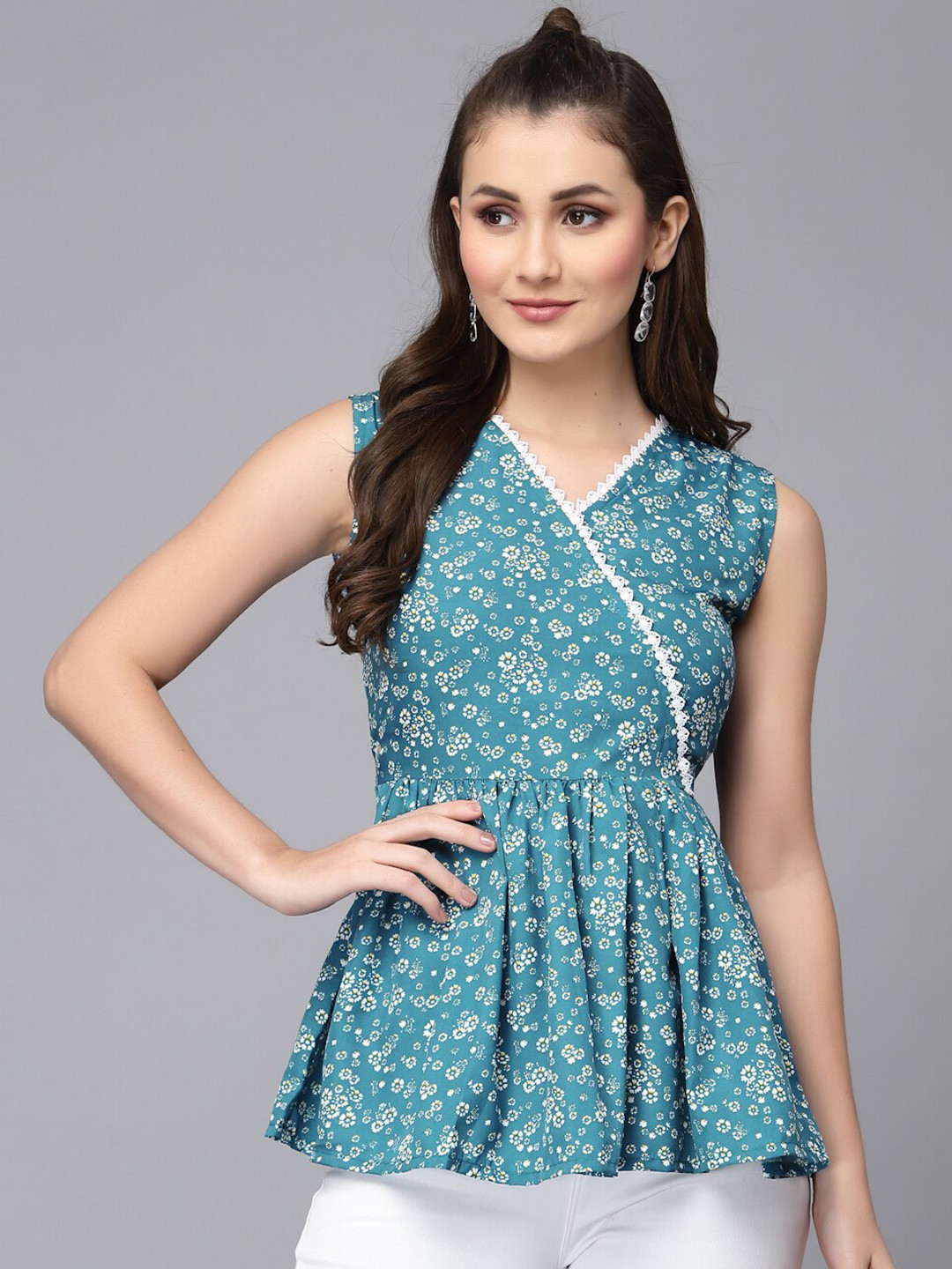 Selvia Floral Print Wrap Top