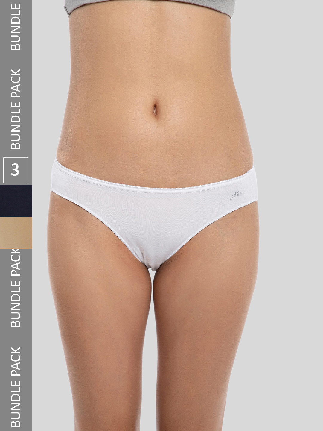 AshleyandAlvis Women Pack Of 3 Mid-Rise Anti-Microbial Bikini Briefs AA-BIK-SW-CB-AN-S