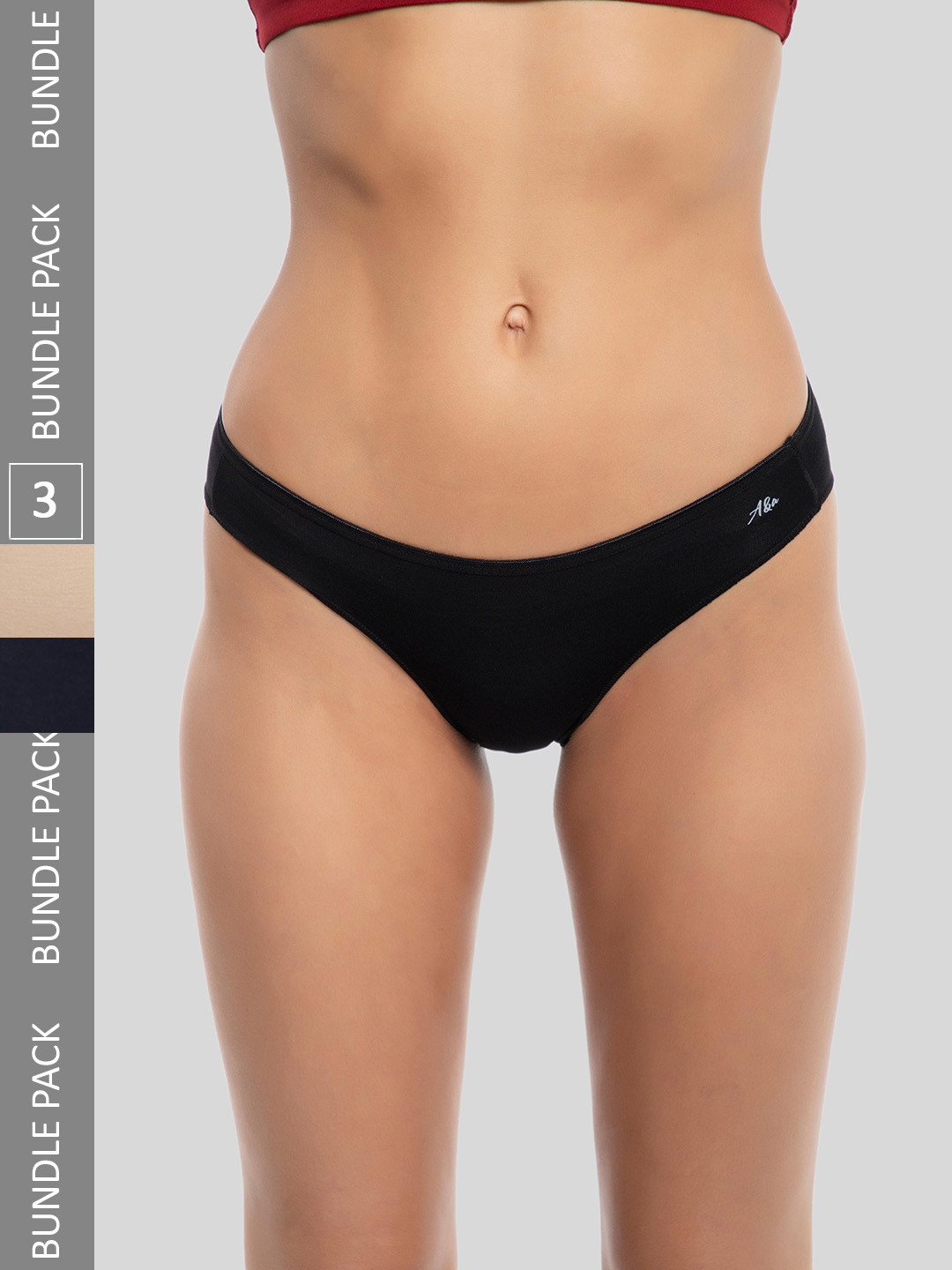 AshleyandAlvis Women Pack of 3 Anti-Bacterial Anti Odour Modal Bikini  EB-CB-AN-S