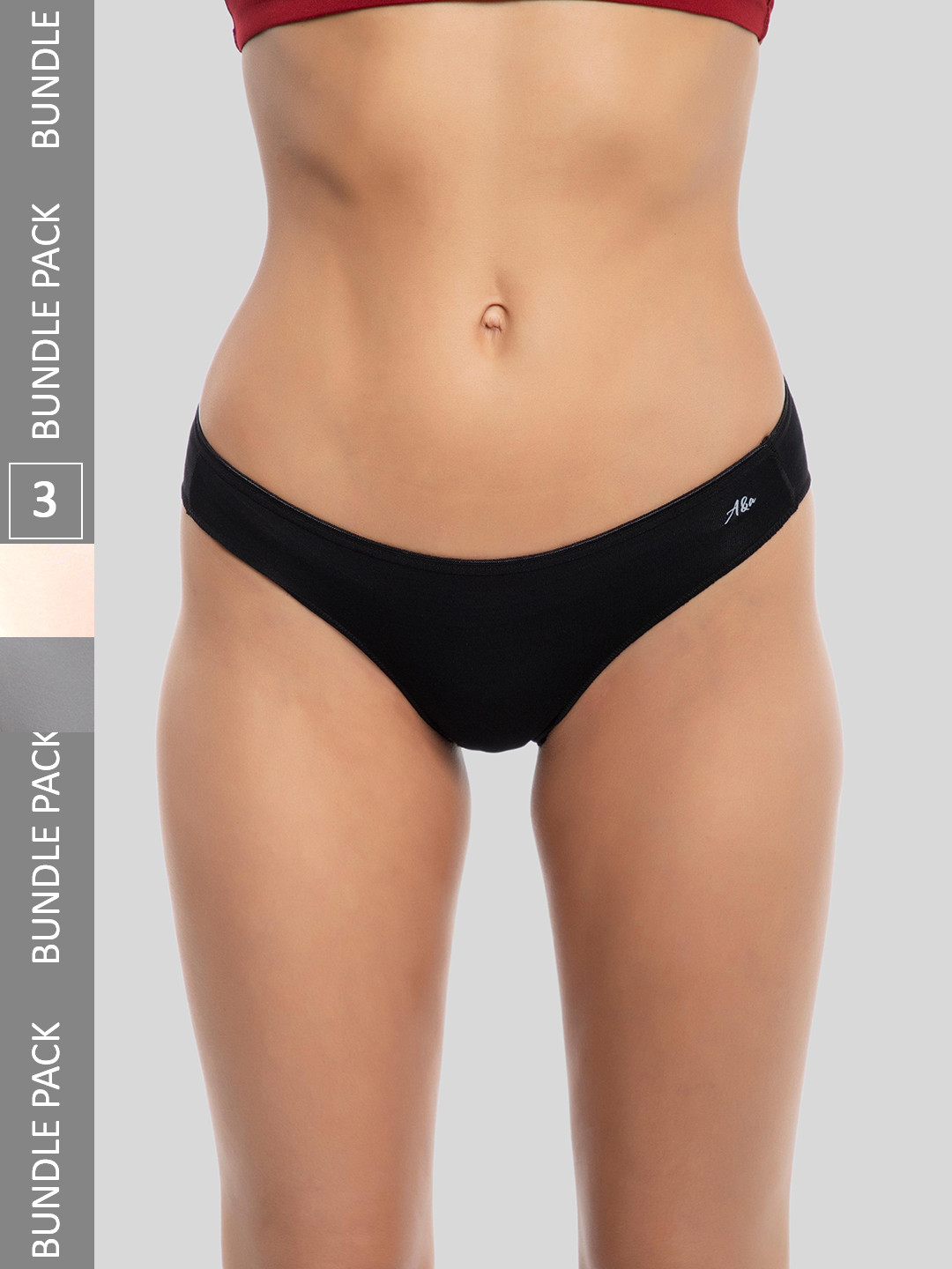 AshleyandAlvis Women Pack Of 3 Mid-Rise Anti-Microbial Bikini Briefs AA-BIK-EB-MG-BP-S