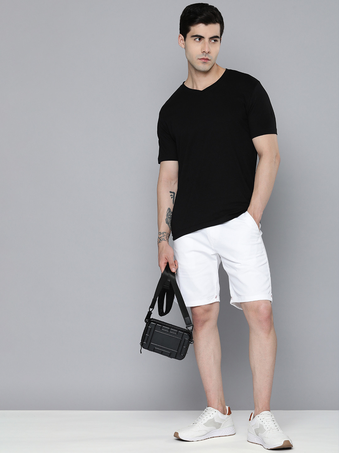 ether Solid V-Neck Pure Cotton T-shirt