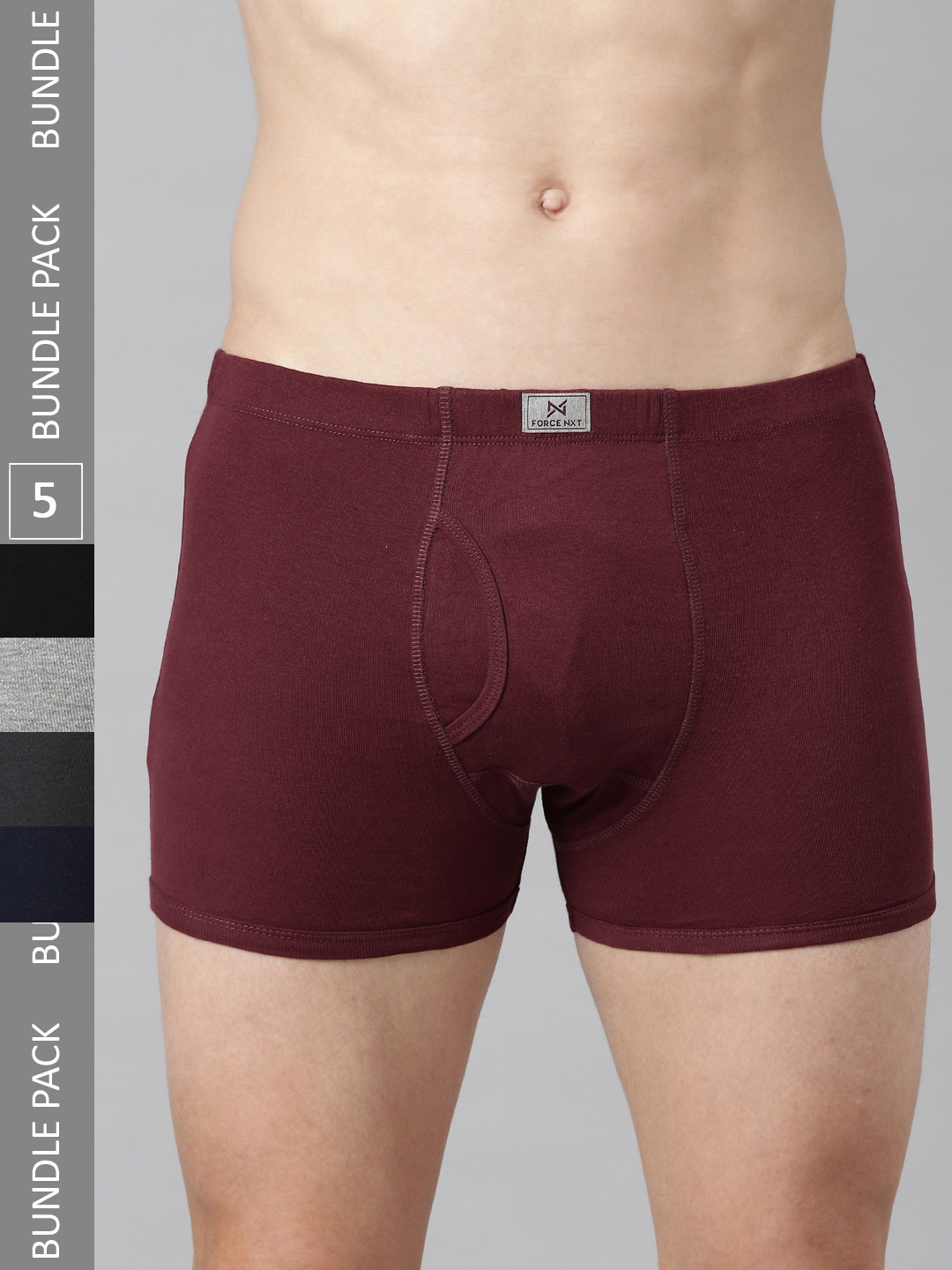 Force NXT Pack Of 5 Men Super Combed Cotton Soft Solid Trunk
