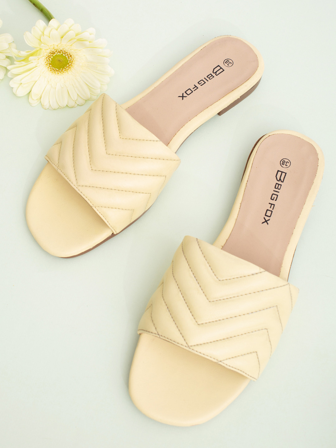 Big Fox Women Yellow Textured Open Toe Flats with Bows