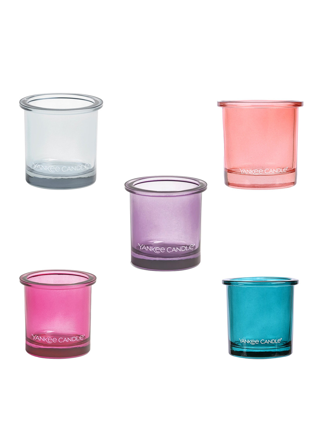 YANKEE CANDLE Pink & Blue 5 Pieces Pop Tealight Votive Holder