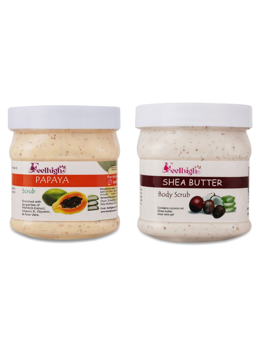 FEELHIGH Set of Papaya & Shea Butter Scrub For Face & Body - 500 ml Each