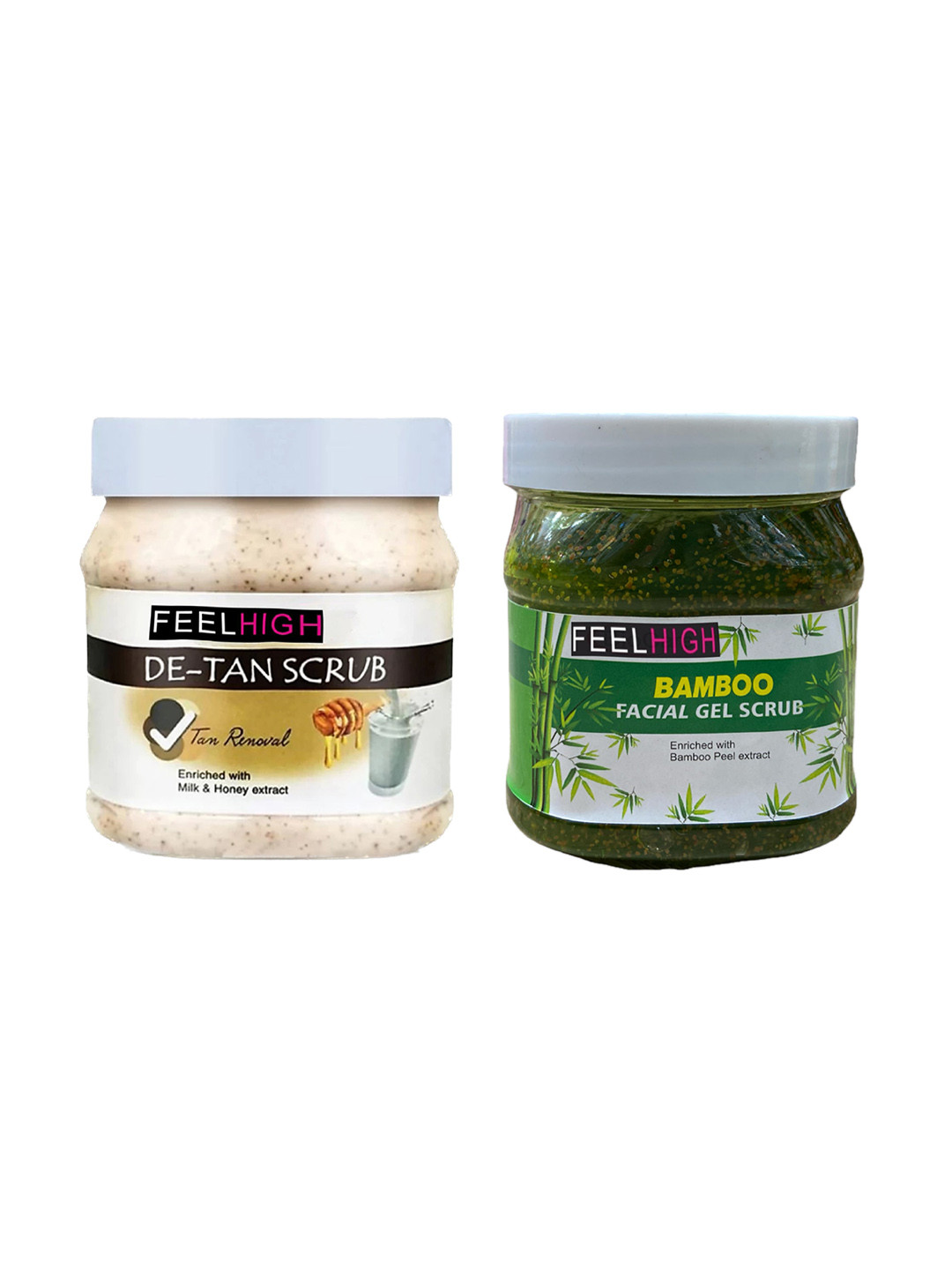 FEELHIGH Set of De Tan & Bamboo Gel Scrub for Face & Body - 500 ml Each