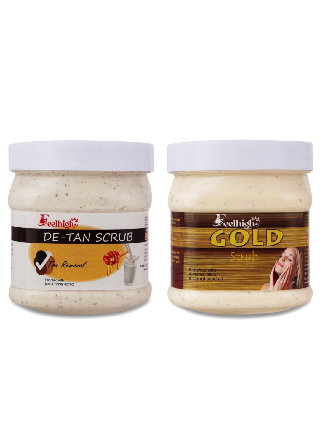 FEELHIGH Set of De Tan & Gold Scrub for Face & Body - 500 ml Each