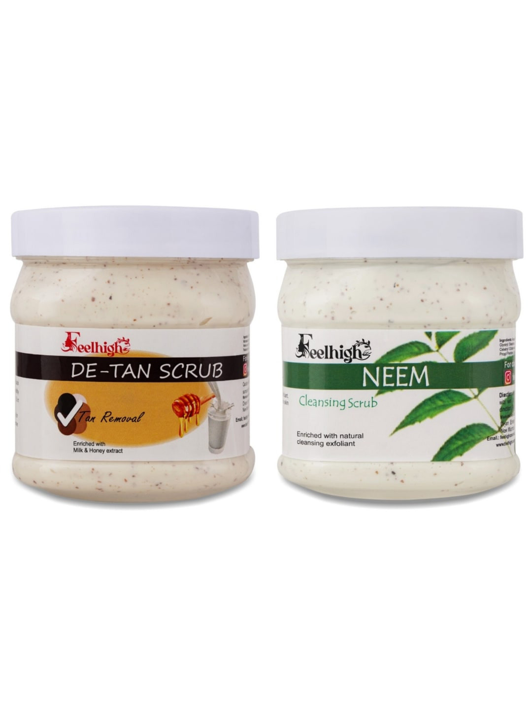 FEELHIGH Set of De Tan & Neem Scrub For Face & Body - 500 ml Each