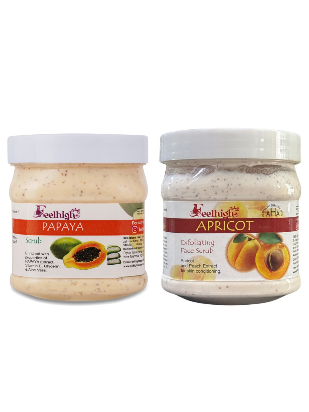 FEELHIGH Set Of 2 Papaya & Apricot Face Scrub & Body Exfoliator -500 ml Each