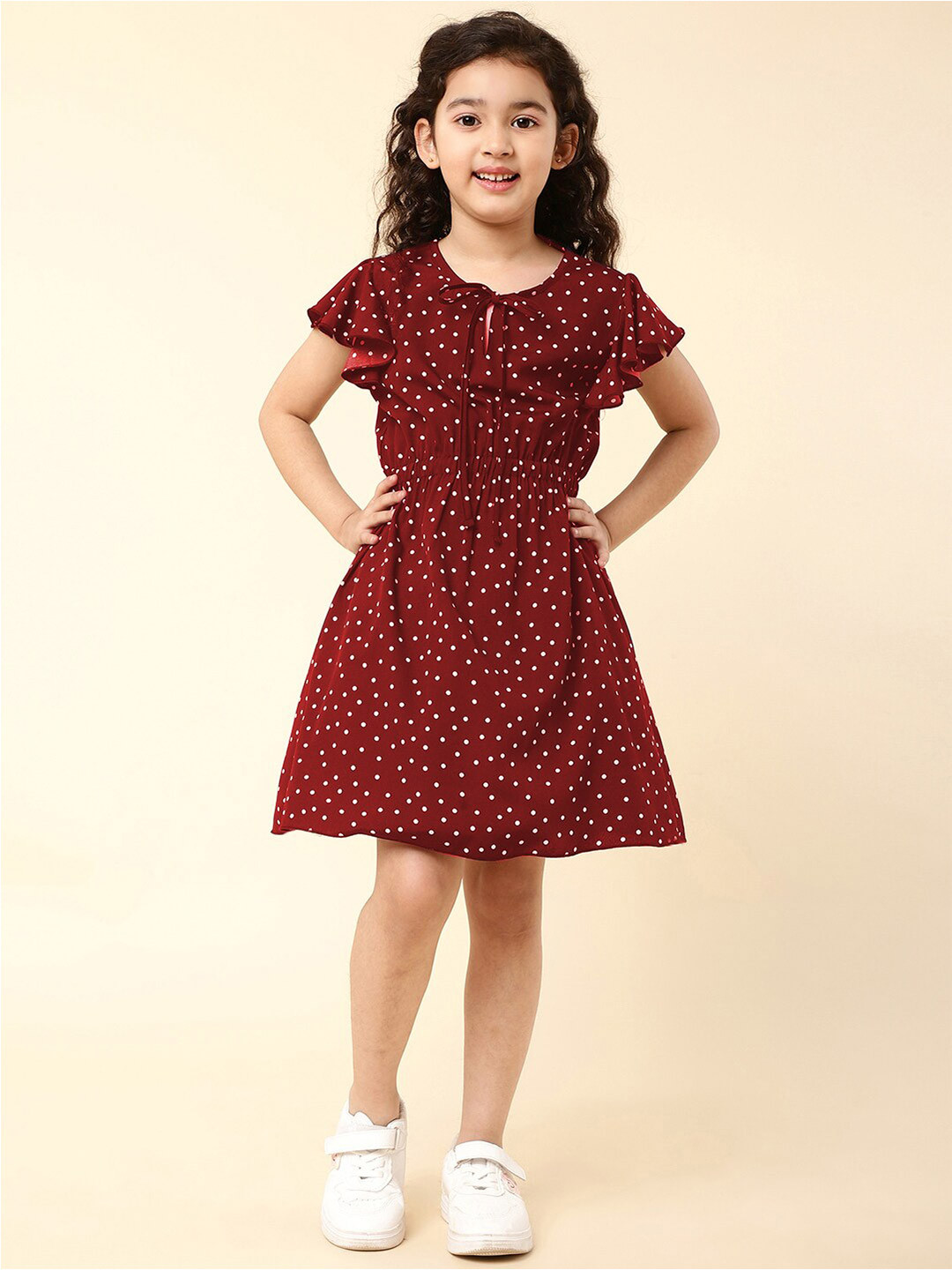 A T U N Maroon Crepe Dress