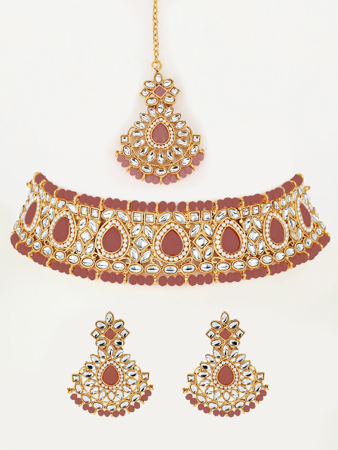 Jazz and Sizzle Gold-Plated Kundan Studded Alloy Jewellery Set