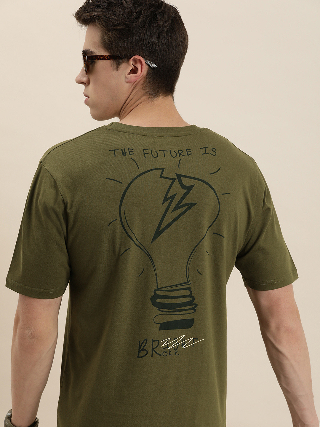 Difference of Opinion Olive Green Graphic Printed T-shirt