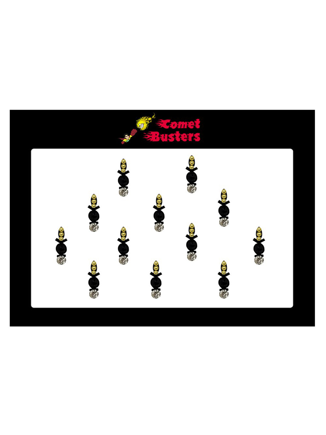 Comet Busters Black Embellished Handcrafted Beautiful Traditional Designer Bindis - 12 Pcs