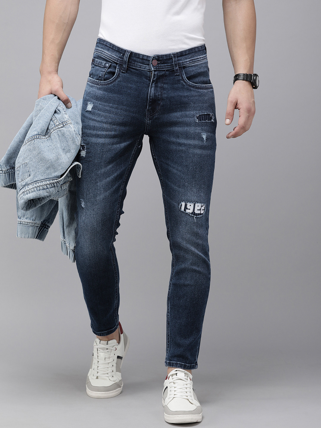 SPYKAR Men Kano Slim Fit Mildly Distressed Light Fade Stretchable Jeans