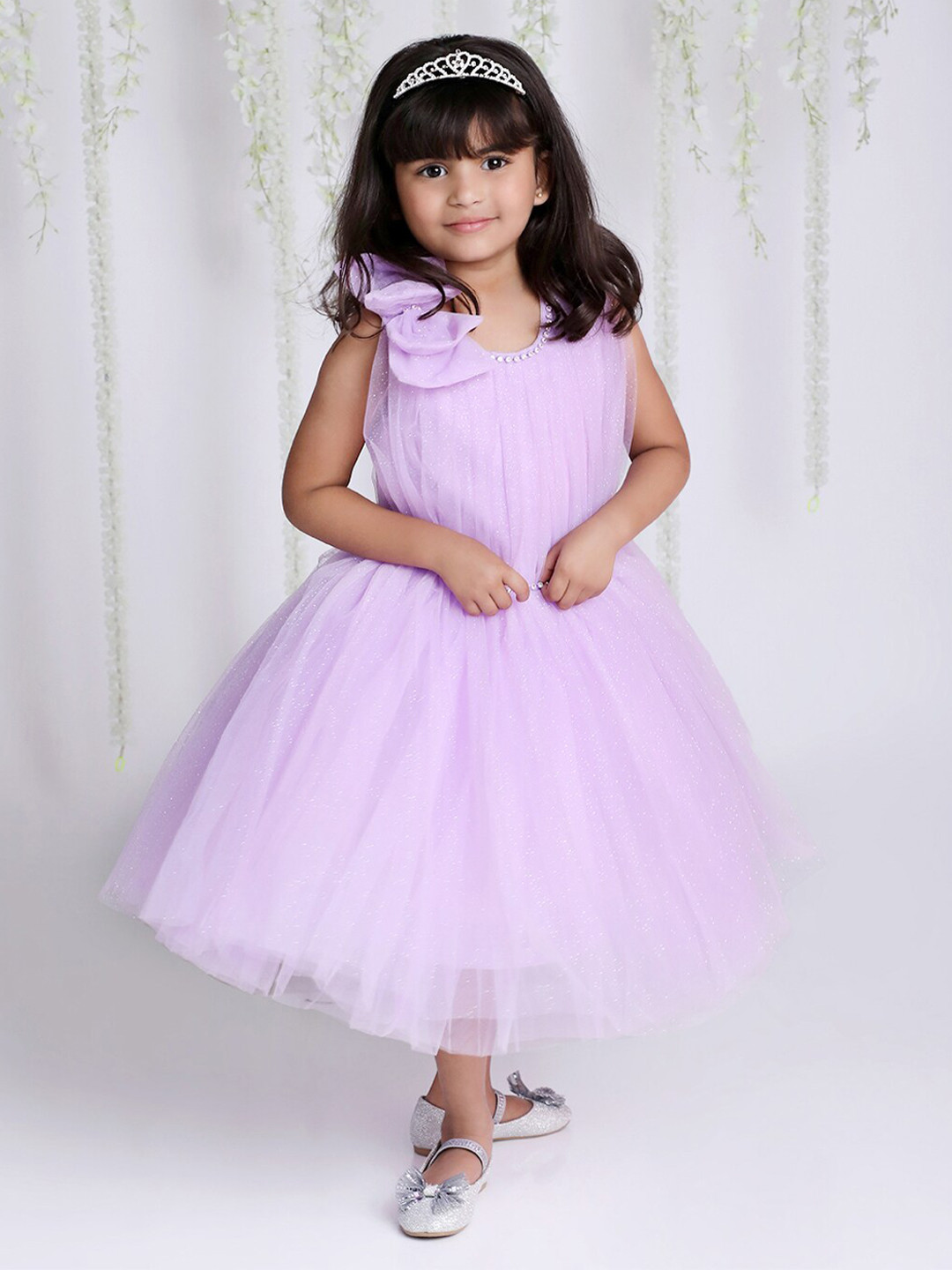 KID1 Girls Self Design Fit & Flare Midi Dress