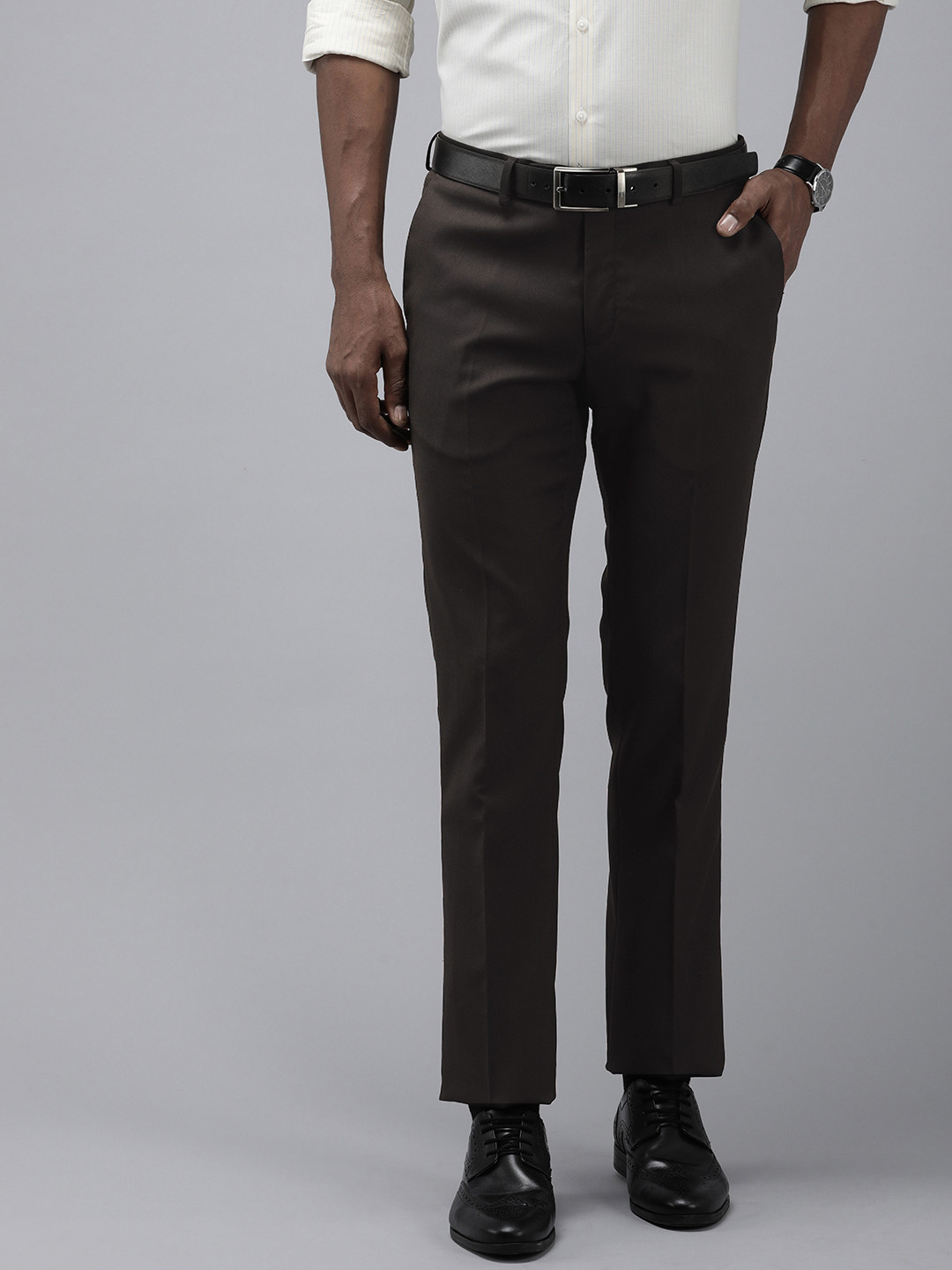 Arrow Men Hudson Mid-Rise Textured Tailored Trousers