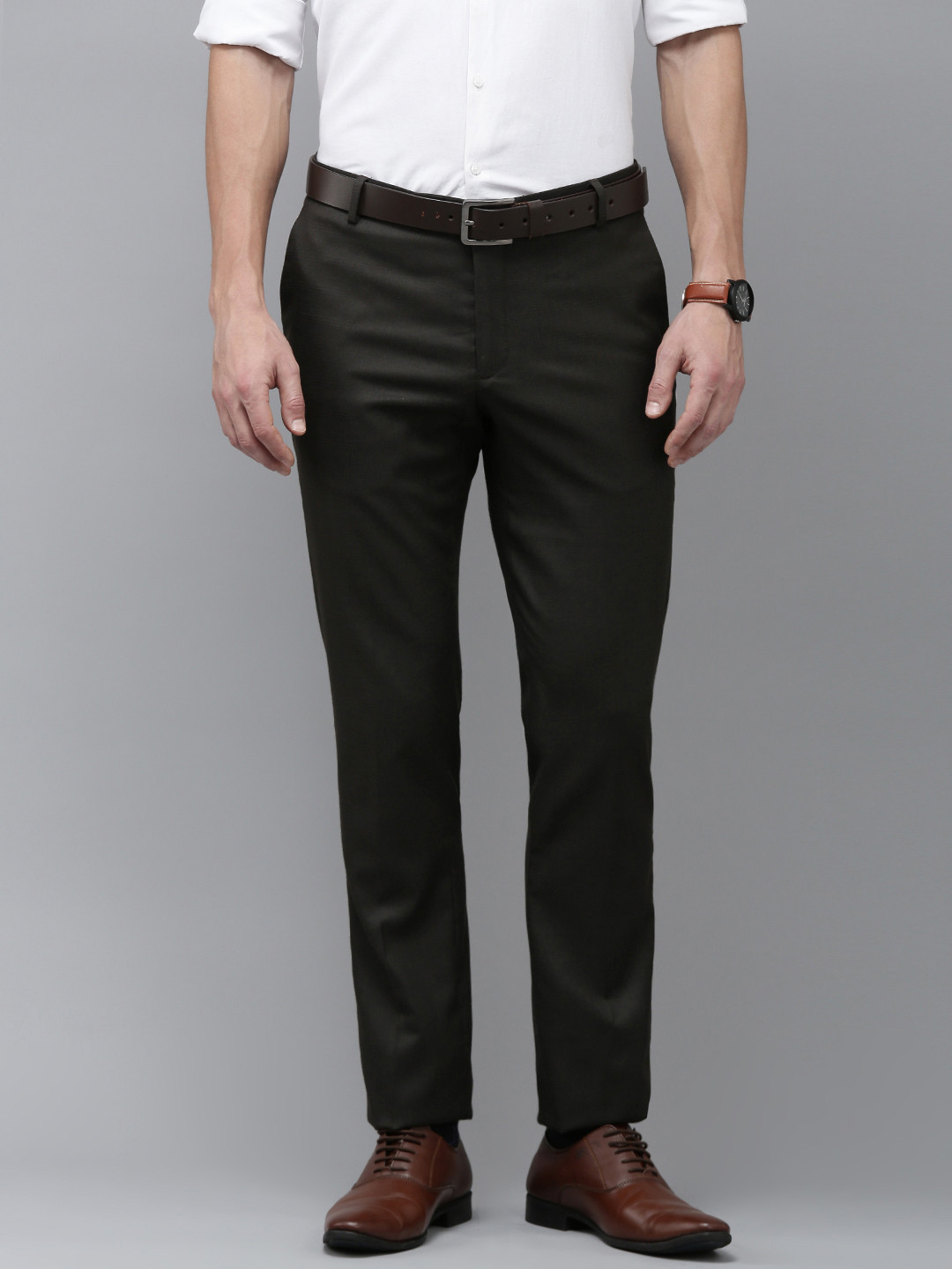 Arrow Men Solid Flat Front Tailored Formal Trousers