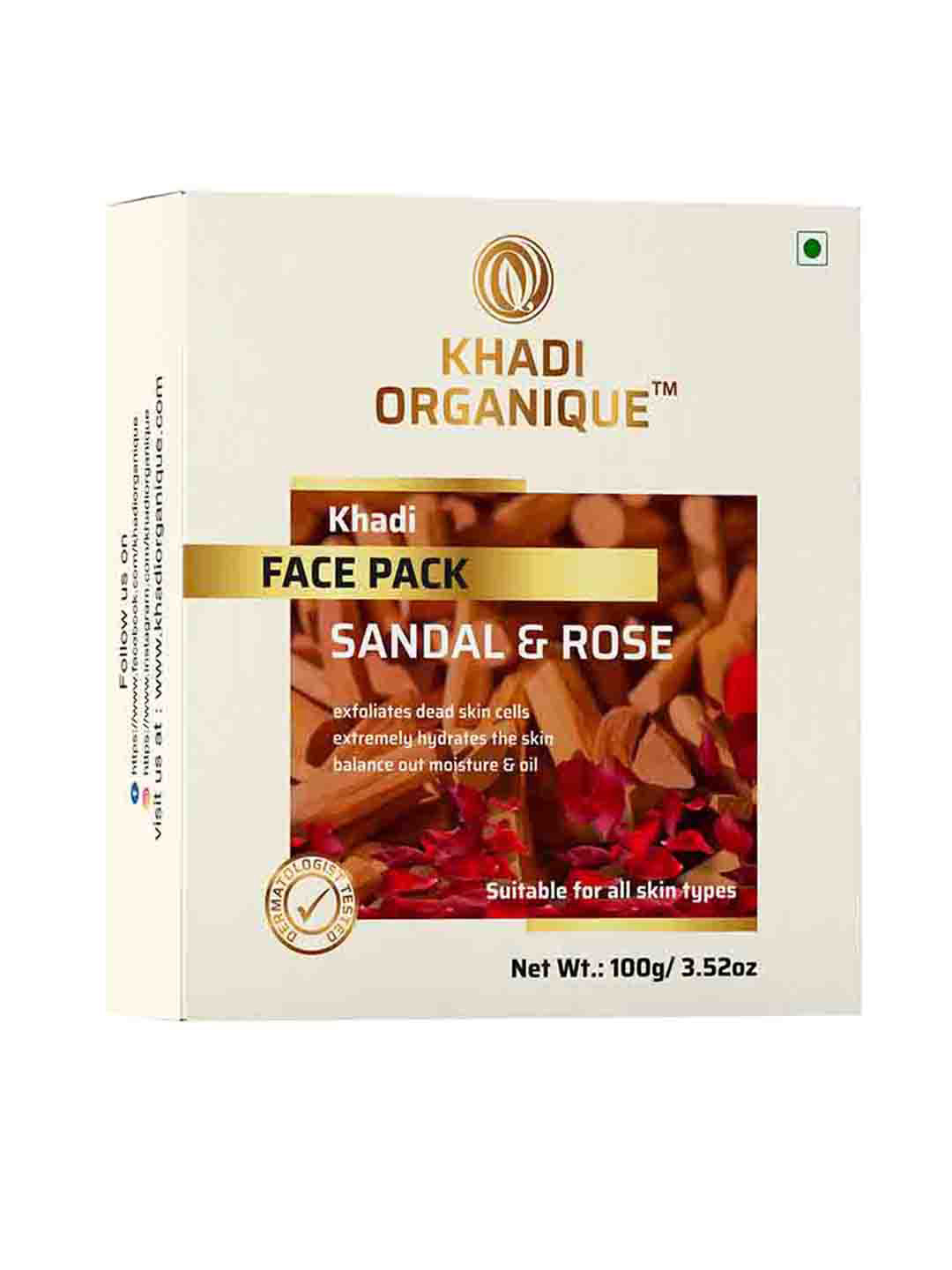Khadi Organique Skin Brightening Sandal & Rose Khadi Face Mask 100 g