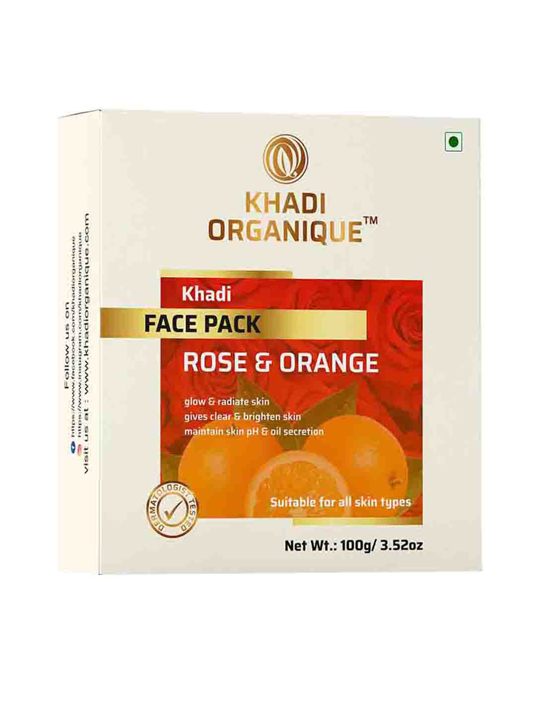 Khadi Organique Skin Brightening Rose & Orange Face Mask 100 g