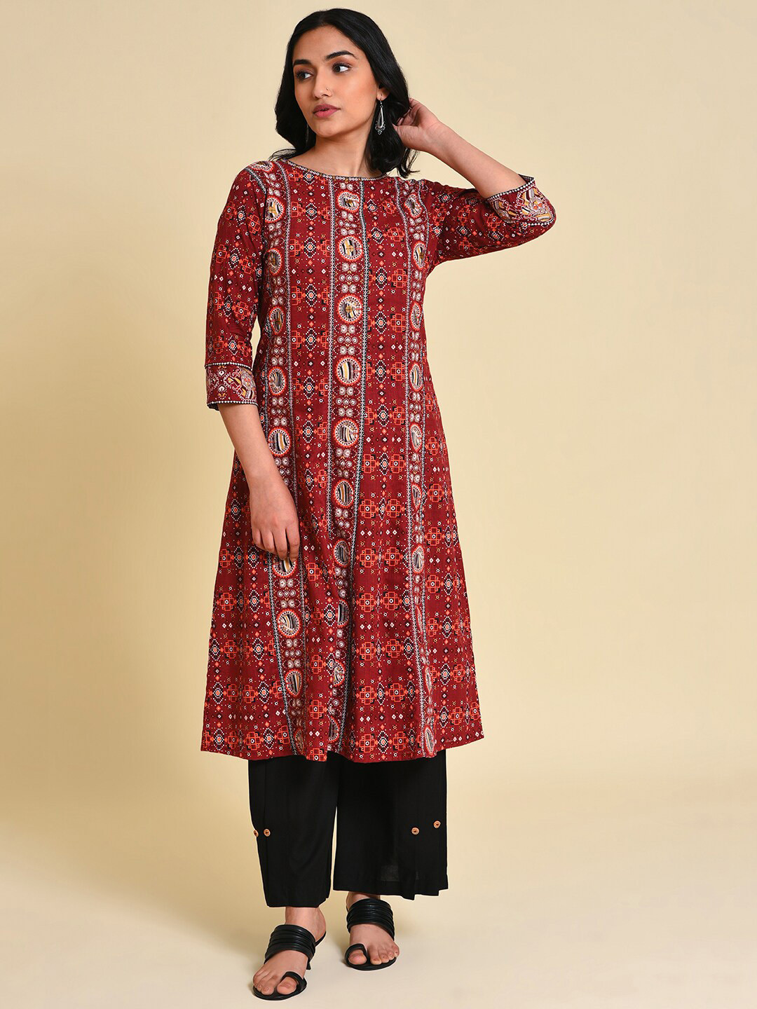 W Tribal Printed Pure Cotton Kurta With Palazzos