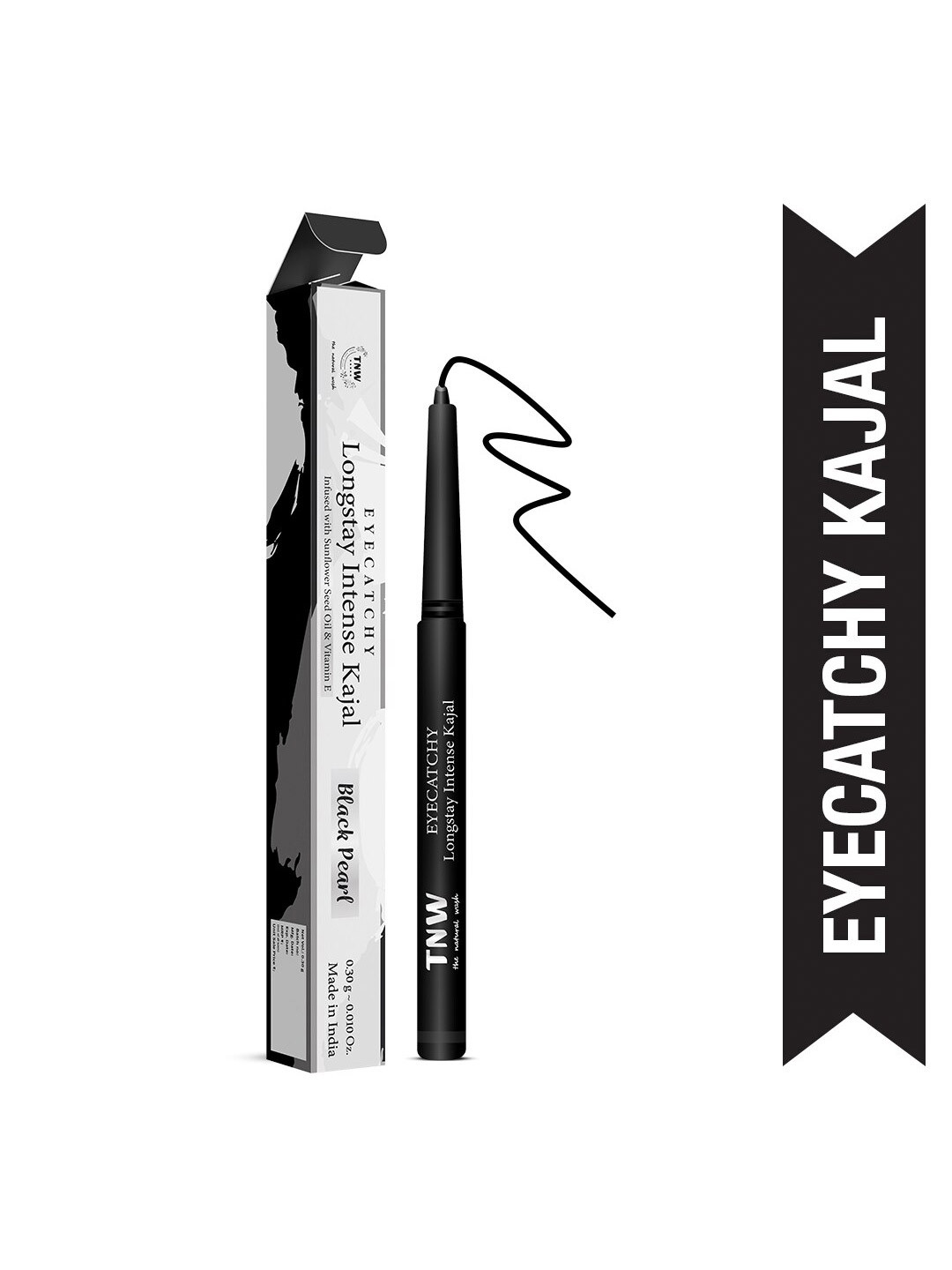 TNW the natural wash Eyecatchy Longstay Intense Kajal with Vitamin E 0.30g - Black Pearl