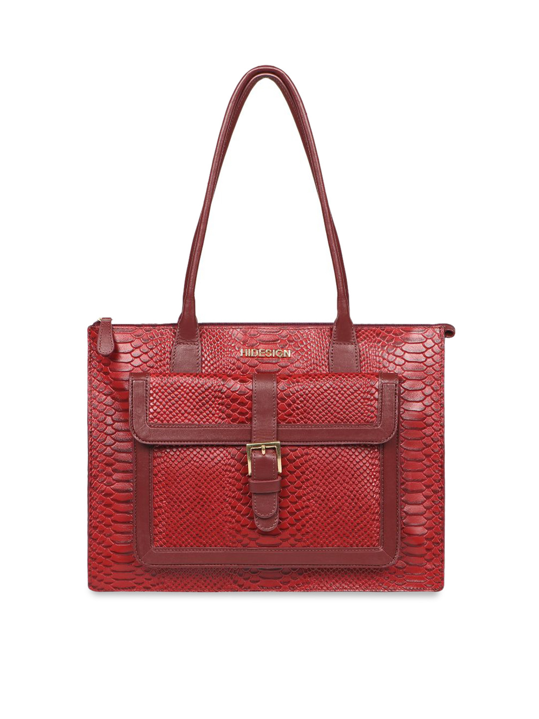 Hidesign Women Textured Leather Shoulder Bag With Buckle