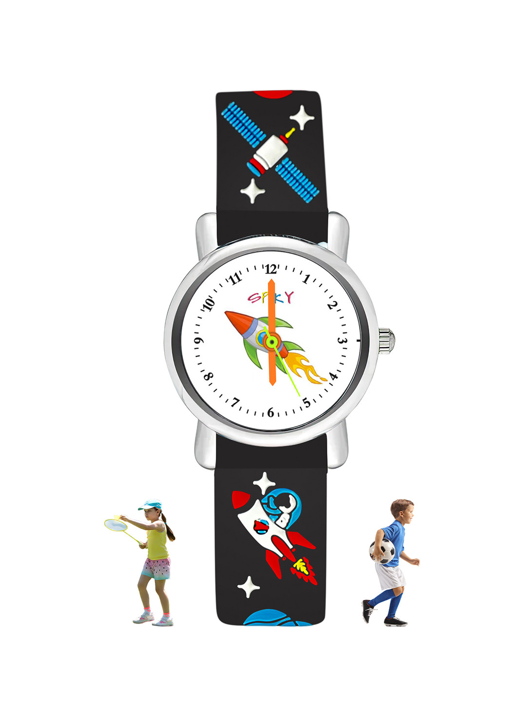 Spiky  Kids Printed Dial & Printed Straps Analogue Watch SPKEVA9_ASTRO_BLK