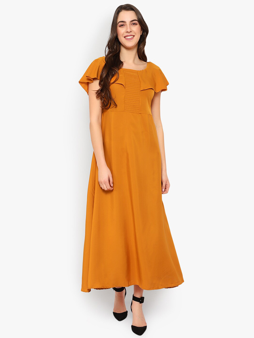 Indietoga Cape Sleeve Tie-Up Detail Maxi Dress