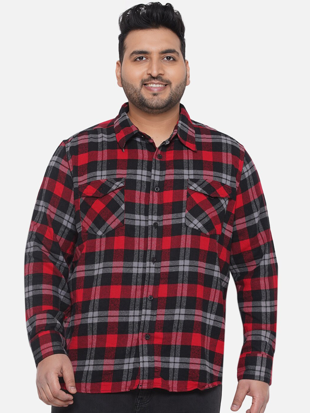 Santonio Plus Size Checked Pure Cotton Comfort Regular Fit Casual Shirt