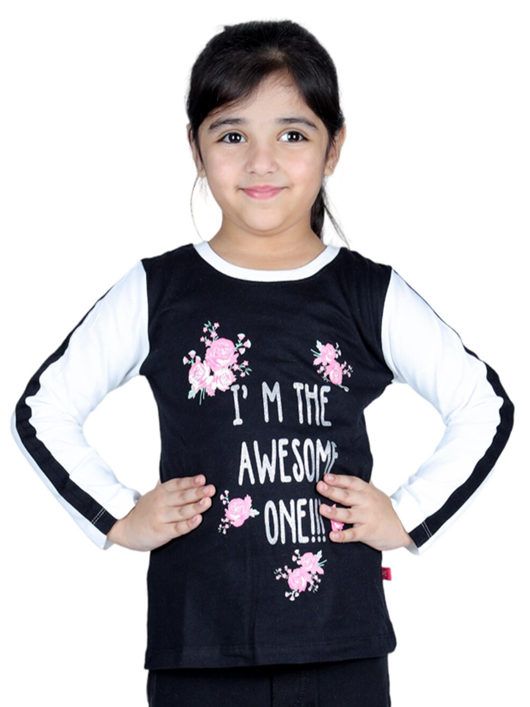 3PIN Girls Typography Printed Long Sleeves Cotton T-shirt